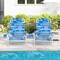 Set of 2 Blue Metal Aluminum Oxford Fabric Lay-Flat Beach Chair with Cup Holder